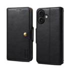 For iPhone 16 Denior Cowhide Texture Wallet Style Leather Phone Case(Black) - 1