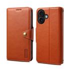 For iPhone 16 Denior Cowhide Texture Wallet Style Leather Phone Case(Brown) - 1