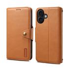 For iPhone 16 Denior Cowhide Texture Wallet Style Leather Phone Case(Khaki) - 1