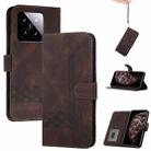 For Xiaomi 14 Cubic Skin Feel Flip Leather Phone Case(Brown) - 1