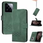 For Xiaomi 14 Pro Cubic Skin Feel Flip Leather Phone Case(Green) - 1