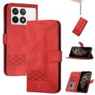 For Xiaomi Redmi K70E Cubic Skin Feel Flip Leather Phone Case(Red) - 1