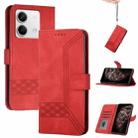 For Xiaomi Redmi Note 13 4G Cubic Skin Feel Flip Leather Phone Case(Red) - 1