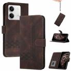 For Xiaomi Redmi Note 13 4G Cubic Skin Feel Flip Leather Phone Case(Brown) - 1