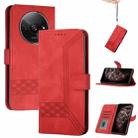 For Xiaomi Redmi A3 Cubic Skin Feel Flip Leather Phone Case(Red) - 1