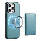 For iPhone 15 Pro Denior Cowhide Texture Leather MagSafe Detachable Wallet Phone Case(Blue) - 1