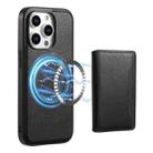 For iPhone 15 Pro Denior Cowhide Texture Leather MagSafe Detachable Wallet Phone Case(Black) - 1