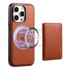 For iPhone 15 Pro Denior Cowhide Texture Leather MagSafe Detachable Wallet Phone Case(Brown) - 1