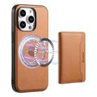 For iPhone 14 Pro Max Denior Cowhide Texture Leather MagSafe Detachable Wallet Phone Case(Khaki) - 1