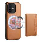 For iPhone 12 Denior Cowhide Texture Leather MagSafe Detachable Wallet Phone Case(Khaki) - 1