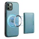 For iPhone 11 Pro Denior Cowhide Texture Leather MagSafe Detachable Wallet Phone Case(Blue) - 1