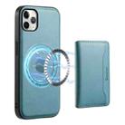 For iPhone 11 Pro Max Denior Cowhide Texture Leather MagSafe Detachable Wallet Phone Case(Blue) - 1