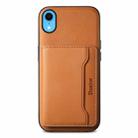For iPhone XR Denior Cowhide Texture Leather MagSafe Detachable Wallet Phone Case(Khaki) - 3