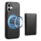 For iPhone 16 Denior Cowhide Texture Leather MagSafe Detachable Wallet Phone Case(Black) - 1