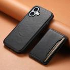 For iPhone 16 Denior Cowhide Texture Leather MagSafe Detachable Wallet Phone Case(Black) - 2