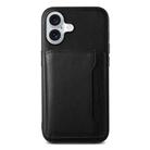 For iPhone 16 Denior Cowhide Texture Leather MagSafe Detachable Wallet Phone Case(Black) - 3