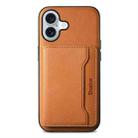 For iPhone 16 Denior Cowhide Texture Leather MagSafe Detachable Wallet Phone Case(Khaki) - 3