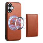 For iPhone 16 Denior Cowhide Texture Leather MagSafe Detachable Wallet Phone Case(Brown) - 1