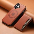 For iPhone 16 Denior Cowhide Texture Leather MagSafe Detachable Wallet Phone Case(Brown) - 2
