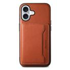 For iPhone 16 Denior Cowhide Texture Leather MagSafe Detachable Wallet Phone Case(Brown) - 3