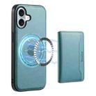 For iPhone 16 Plus Denior Cowhide Texture Leather MagSafe Detachable Wallet Phone Case(Blue) - 1