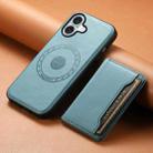 For iPhone 16 Plus Denior Cowhide Texture Leather MagSafe Detachable Wallet Phone Case(Blue) - 2