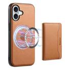 For iPhone 16 Plus Denior Cowhide Texture Leather MagSafe Detachable Wallet Phone Case(Khaki) - 1
