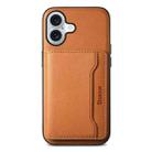 For iPhone 16 Plus Denior Cowhide Texture Leather MagSafe Detachable Wallet Phone Case(Khaki) - 3