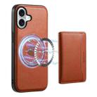 For iPhone 16 Plus Denior Cowhide Texture Leather MagSafe Detachable Wallet Phone Case(Brown) - 1