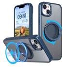 For iPhone 14 360-degree Rotating MagSafe Magnetic Holder Phone Case(Navy Blue) - 1