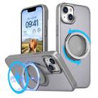 For iPhone 14 360-degree Rotating MagSafe Magnetic Holder Phone Case(Titanium Grey) - 1