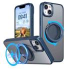 For iPhone 14 Plus 360-degree Rotating MagSafe Magnetic Holder Phone Case(Navy Blue) - 1