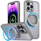 For iPhone 14 Pro 360-degree Rotating MagSafe Magnetic Holder Phone Case(Titanium Grey) - 1