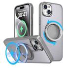 For iPhone 15 360-degree Rotating MagSafe Magnetic Holder Phone Case(Titanium Grey) - 1