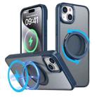 For iPhone 15 Plus 360-degree Rotating MagSafe Magnetic Holder Phone Case(Navy Blue) - 1