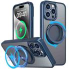 For iPhone 15 Pro Max 360-degree Rotating MagSafe Magnetic Holder Phone Case(Navy Blue) - 1