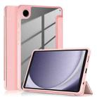 For Samsung Galaxy Tab A9 Acrylic 3-folding Solid Color Smart Leather Tablet Case(Pink) - 1