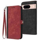 For Google Pixel 8a Side Buckle Double Fold Hand Strap Leather Phone Case(Red) - 1