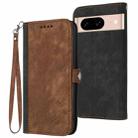 For Google Pixel 8a Side Buckle Double Fold Hand Strap Leather Phone Case(Brown) - 1