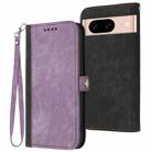 For Google Pixel 8a Side Buckle Double Fold Hand Strap Leather Phone Case(Purple) - 1