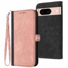 For Google Pixel 8a Side Buckle Double Fold Hand Strap Leather Phone Case(Pink) - 1