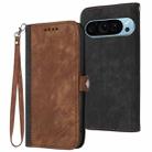 For Google Pixel 9 Side Buckle Double Fold Hand Strap Leather Phone Case(Brown) - 1