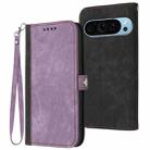 For Google Pixel 9 Side Buckle Double Fold Hand Strap Leather Phone Case(Purple) - 1