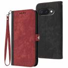 For Google Pixel 9a Side Buckle Double Fold Hand Strap Leather Phone Case(Red) - 1