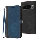 For Google Pixel 10 / Pixel 10 Pro Side Buckle Double Fold Hand Strap Leather Phone Case(Royal Blue) - 1