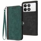 For Xiaomi Redmi K70 Side Buckle Double Fold Hand Strap Leather Phone Case(Dark Green) - 1