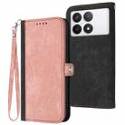 For Xiaomi Redmi K70 Side Buckle Double Fold Hand Strap Leather Phone Case(Pink) - 1