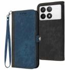 For Xiaomi Redmi K70E Side Buckle Double Fold Hand Strap Leather Phone Case(Royal Blue) - 1