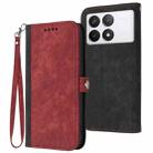 For Xiaomi Redmi K70E Side Buckle Double Fold Hand Strap Leather Phone Case(Red) - 1