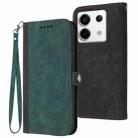 For Xiaomi Redmi Note 13 Pro 4G Side Buckle Double Fold Hand Strap Leather Phone Case(Dark Green) - 1